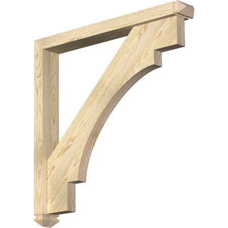 Merced Arts And Crafts Rough Sawn Bracket W/ Offset Brace, Douglas Fir, 4W X 32D X 32H